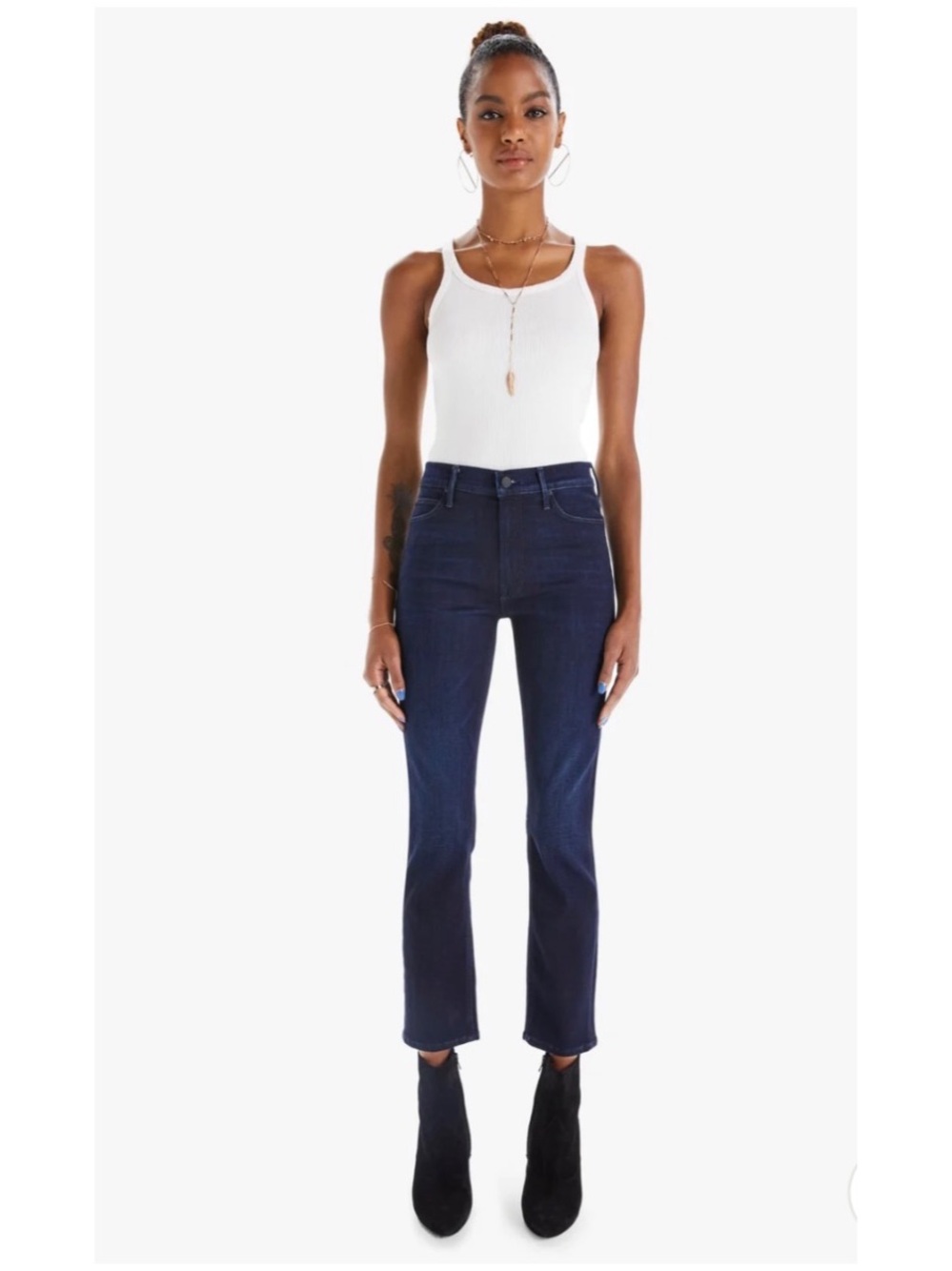 Mother Women’s Sz 26 Mid Rise Jeans Dazzler Ankle Dark Wash Stretch Denim